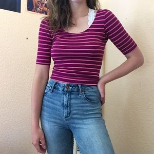 Magenta Striped T